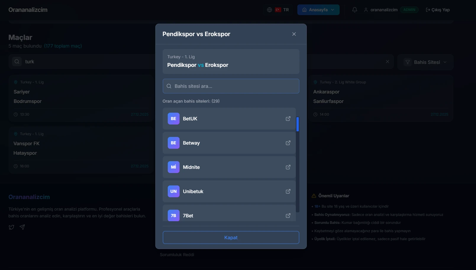 Bahis Sitesini Belirleyin